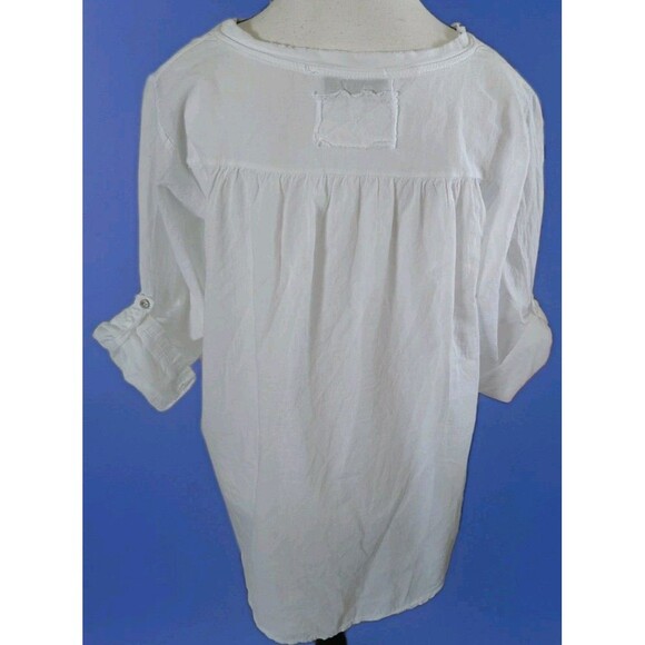 Organic Rags Blouse Size M White Pleaded  3/4 Sleeve Cotton Italy - Picture 5 of 8